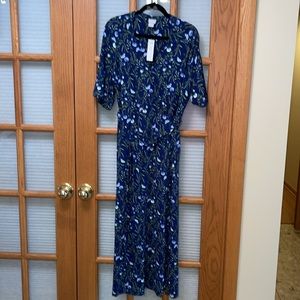 NWT Chico’s 3 Blue Floral Maxi Dress